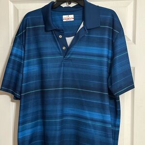 Men’s Grand Slam Airflow Blue/Green Striped Short Sleeve Polo Shirt XXL